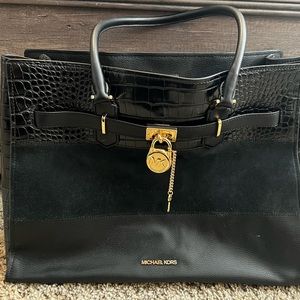 Michael Kors Hamilton Satchel Extra Large East West Tote Bag Black